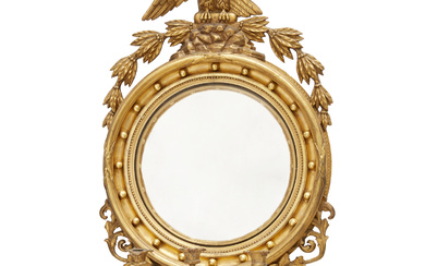 Federal giltwood convex girandole mirror