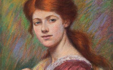 Federico Zandomeneghi (Venezia 1841 - Parigi 1917) Young lady with yellow shawl