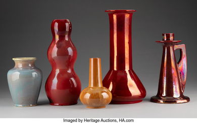 Five English Lustre Glazed Ceramic Table Articles