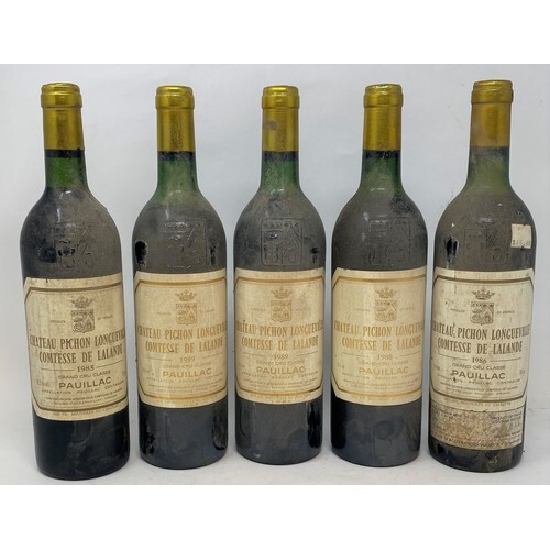Five bottles of Chateau Pichon Longueville Comtesse de Lalan...