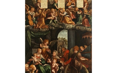 Flämischer Maler des 17. Jahrhunderts, Mutter Gottes mit dem Kinde in Engelsschaar