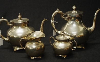 Four piece Mexican silver teaset stamped Mexico 925, comprising...
