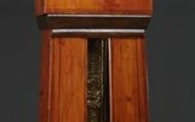 French Faux Bois Pine Tallcase Clock, 19th c., the ogee