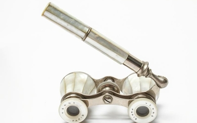 French Verne Silver-Tone & MOP Opera Glasses