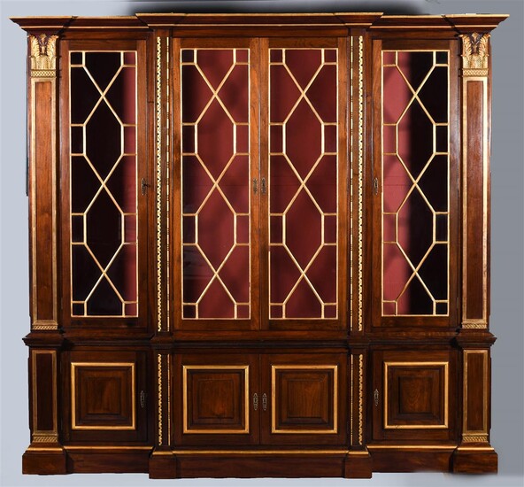 GEORGE III STYLE PARCEL-GILT MAHOGANY LIBRARY BOOKCASE