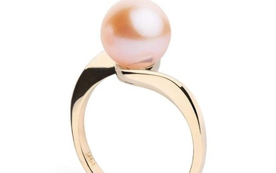 Gem Quality Pink Freshwater Pearl Serenity Solitaire Ring