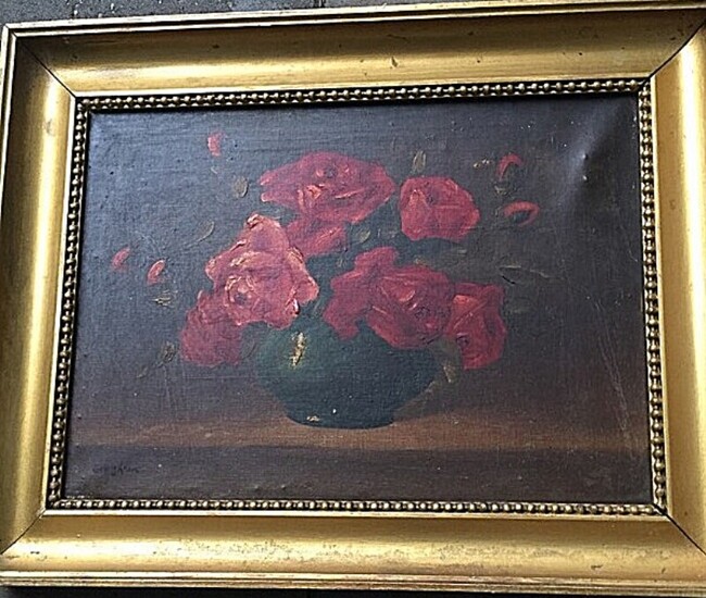 NOT SOLD. Georg Krause: Still life with roses. Signed Georg Krause. Oil on canvas. Frame...