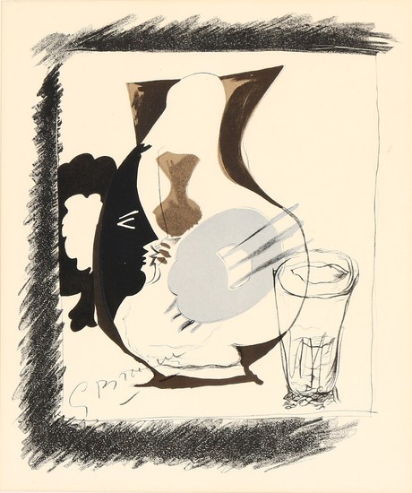 Georges Braque: “Verre et pichet”. Signed in the print G. Braque. Lithigraph in colours. Visible size 29×24.5 cm.