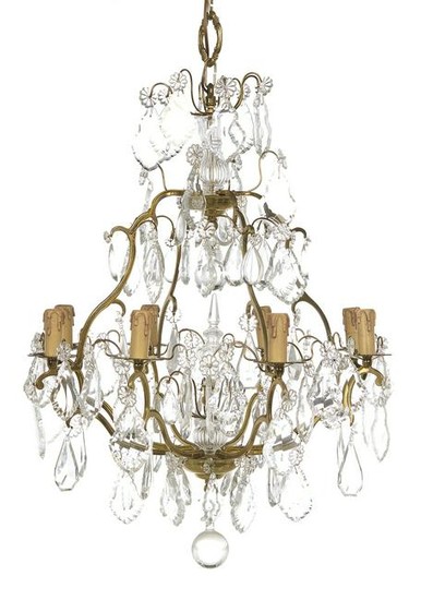 Gilt-Brass and Crystal Chandelier