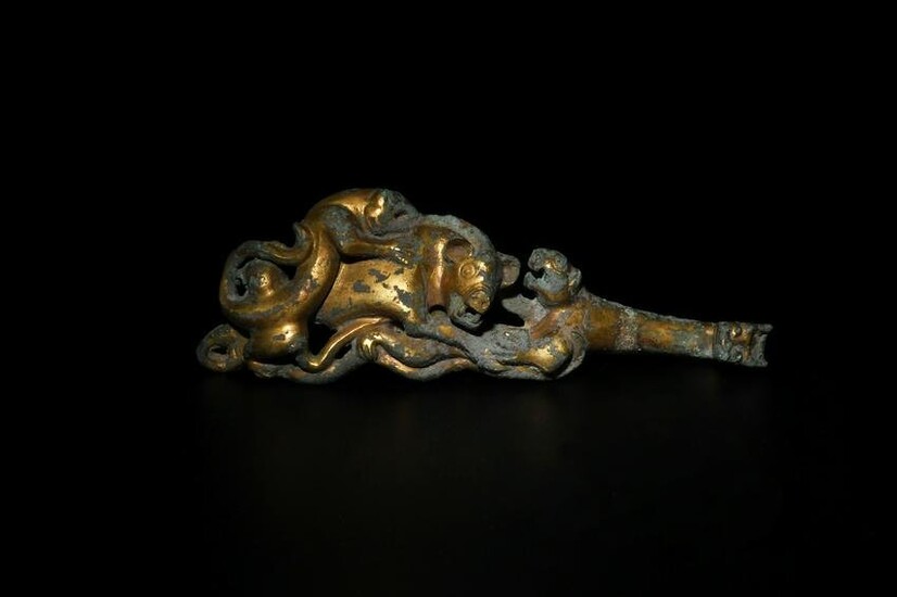 Gilt Bronze Dragon Hook, Warring States Period