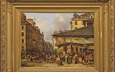 Giuseppe Canella l'Ancien (1788 Vérone - 1847 Florence) Jour de marché animé aux Halles de...