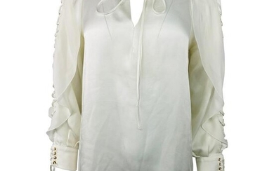 Givenchy White Silk Long Sleeves Blouse Top