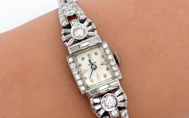 Glycine Antique Diamond & Platinum Ladies Watch