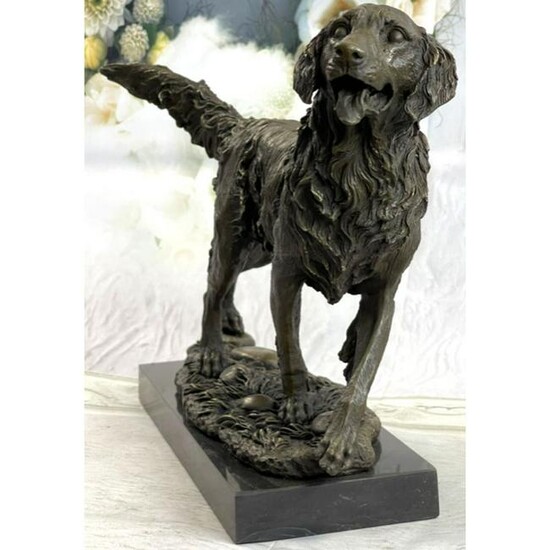 Golden Retriever Hunting Dog Bronze Sculpture