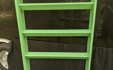 Green Painted Wood Store Display Rack