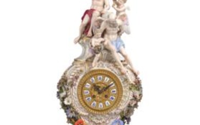 A Large Mantel Clock on a Base, Meissen, Late 19th Century