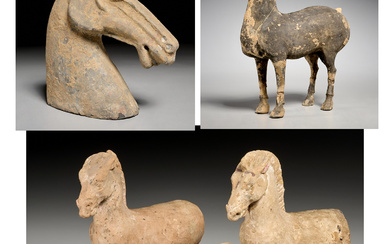 Group Chinese Han style pottery horses