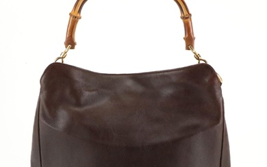 Gucci Bamboo Handbag in Dark Chocolate Brown Leather