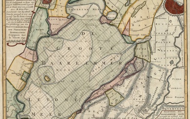 [Haarlemmermeer]. "Nauwkeurige kaart van de Haarlemmer of Leidse Meer". Carte gravée à la main par...