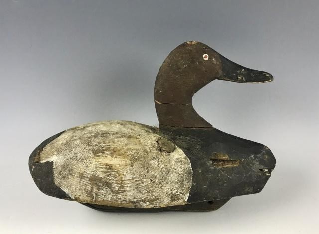 Hand Carved, Painted Canvasback Duck Decoy