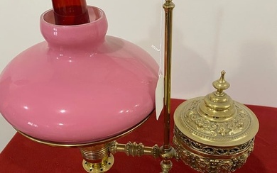 Harvard Student Lamp w/ Pink Case Glass Shade