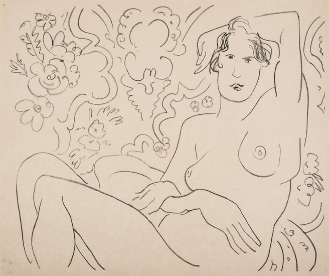 Henri Matisse (1869-1954) Nu assis, bras gauche sur la tête (Duthuit 473)
