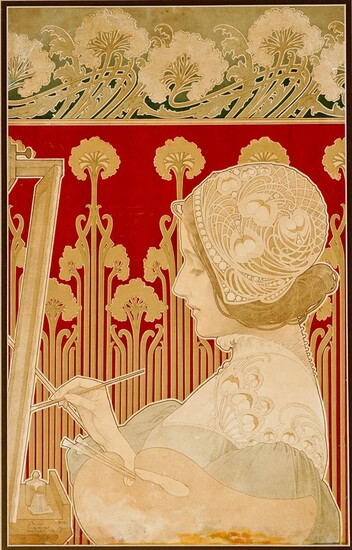 Henri Privat-Livemont (Belgian 1861-1936), The Painter, Lithographic Poster in Color, Sight Size: 496 x 318 mm