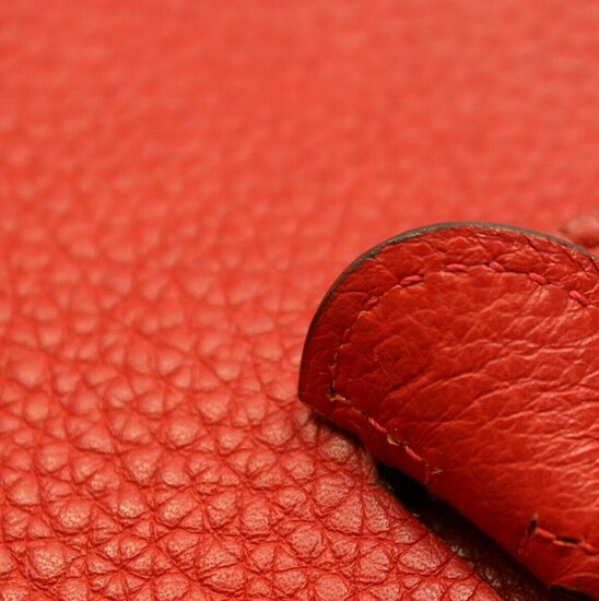 Hermes Evelyne Red Clemence Leather PM Handbag Purse