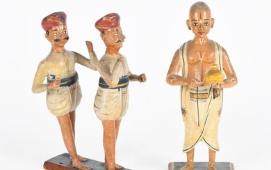 Indian Carved Wood and Polychrome Figures