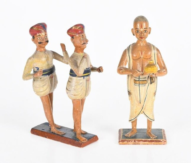 Indian Carved Wood and Polychrome Figures