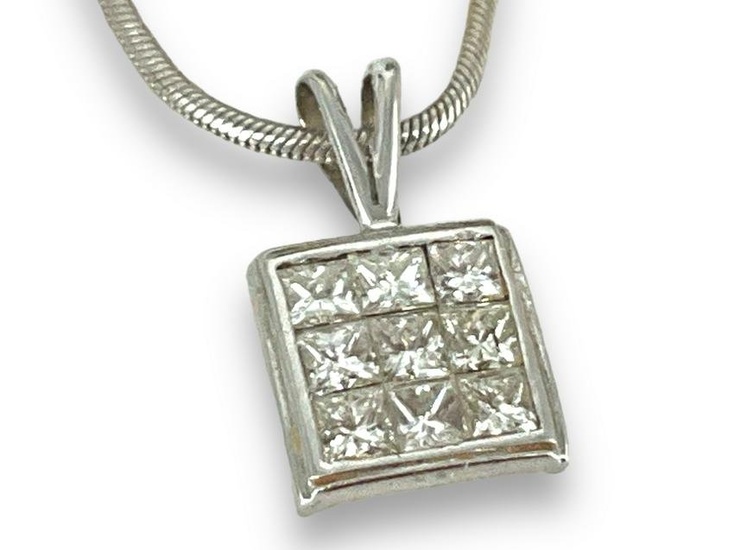 Invisible Set White Gold Diamond Necklace