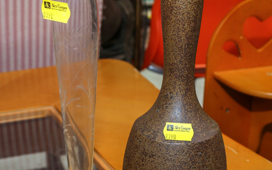 Japanese Art Pottery Vase & Silver Mounted Bud Vas