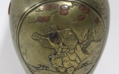 Japanese Enameled Bronze Vase