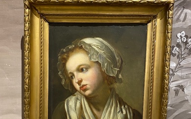 Jean-Baptiste GREUZE (1725 - 1805) - d'après / Copie Portrait d'une jeune fille Ecole française...