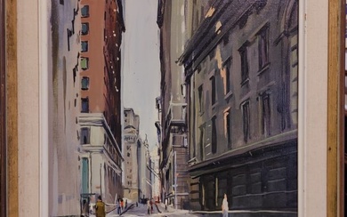 John Manship O/C NYC Street Scene of William Street 1968