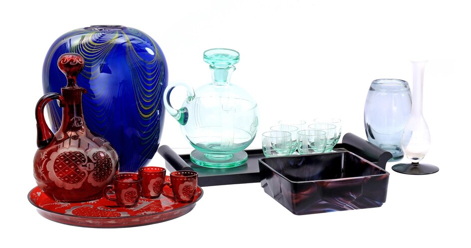 (-), Lot glassware b.u. decorative vase 23 cm...
