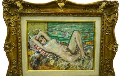 Kazuya Takamitsu Oil on Canvas Reclining Nude Painting
