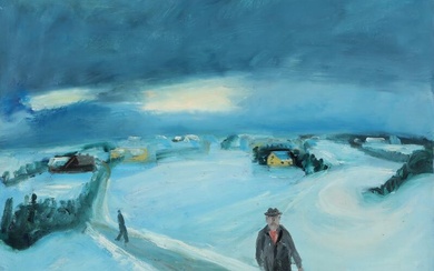 Knud Kristensen (b. 1915, d. 1991) “Venter henimod aften - Thy” (Winter...