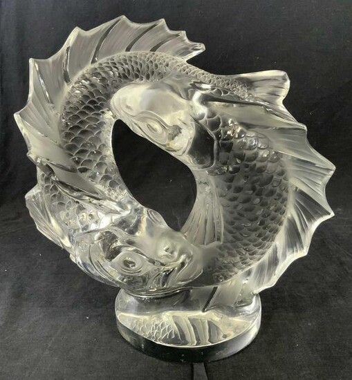 LALIQUE Style Crystal Double Fish Sculpture
