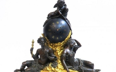 LARGE FRENCH FIGURAL BRONZE CLOCK