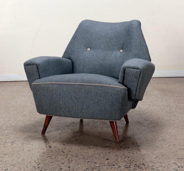 LOW SLUNG UPHOLSTERED CLUB CHAIR CIRCA 1950