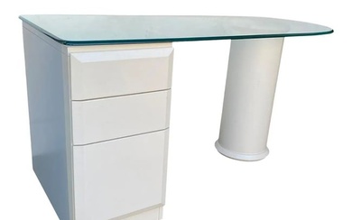Lane - Postmodern Glass Top Column Desk