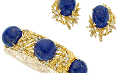 Lapis Lazuli, Diamond, Gold Jewelry Suite Stones: Lapis lazuli...