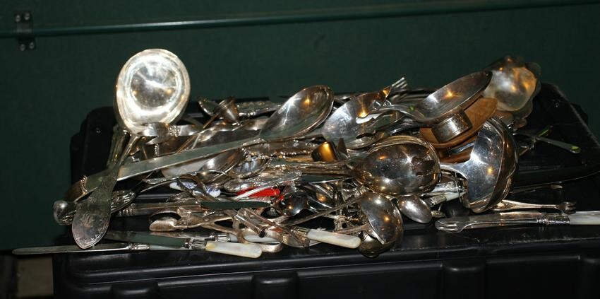 Large Group of Miscellaneous Silver Plate Flatware
