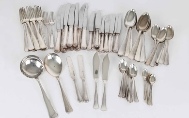 Large collection of double fluted silver cutlery (73)