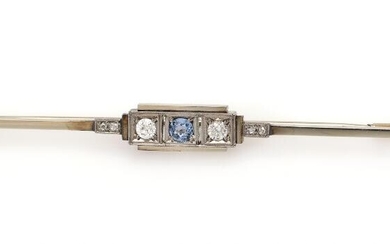 SOLD. Laurits Berth: A sapphire and diamond brooch set with a circular-cut sapphire flanked by four rose-cut and two old-cut diamonds, mounted in 14k white gold. 7 cm – Bruun Rasmussen Auctioneers of Fine Art