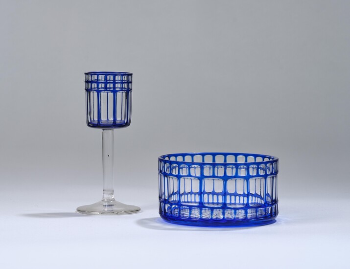 A liqueur glass and a bowl; bowl, attributed to Otto Prutscher, Meyr’s Neffe, Adolf, before 1910