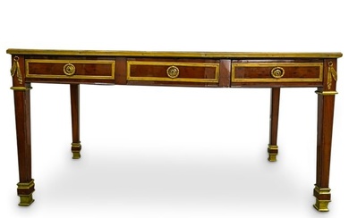 Louis XIV Style Carved Wood Leather Top Desk