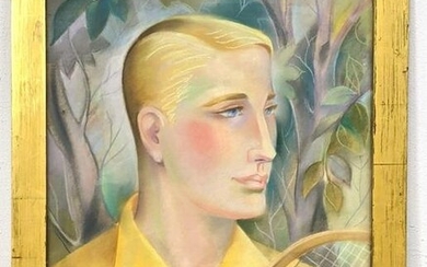 MARIANNE CLOUZOT Portrait Painting of Tennis Player.
