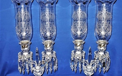 MEDALLION Pr BACCARAT CRYSTAL BAMBOUS GIRANDOLES CANDELABRAS CANDLE HOLDERS A Stunning Pair of
